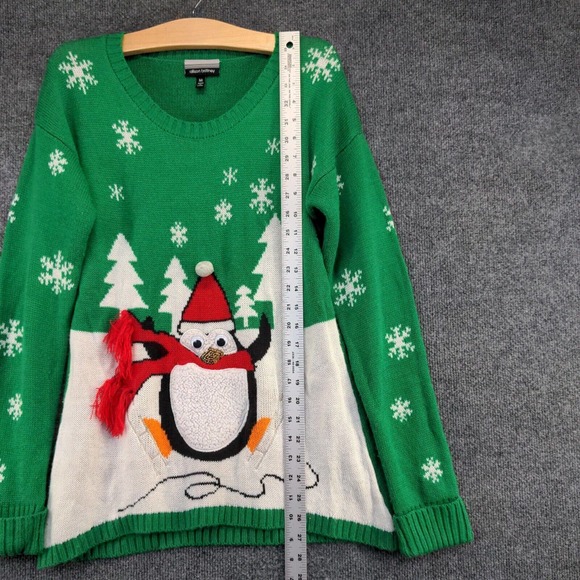 Allison Brittney Women's Sweater Green Size M Knit Penguin Winter Christmas - Picture 8 of 12